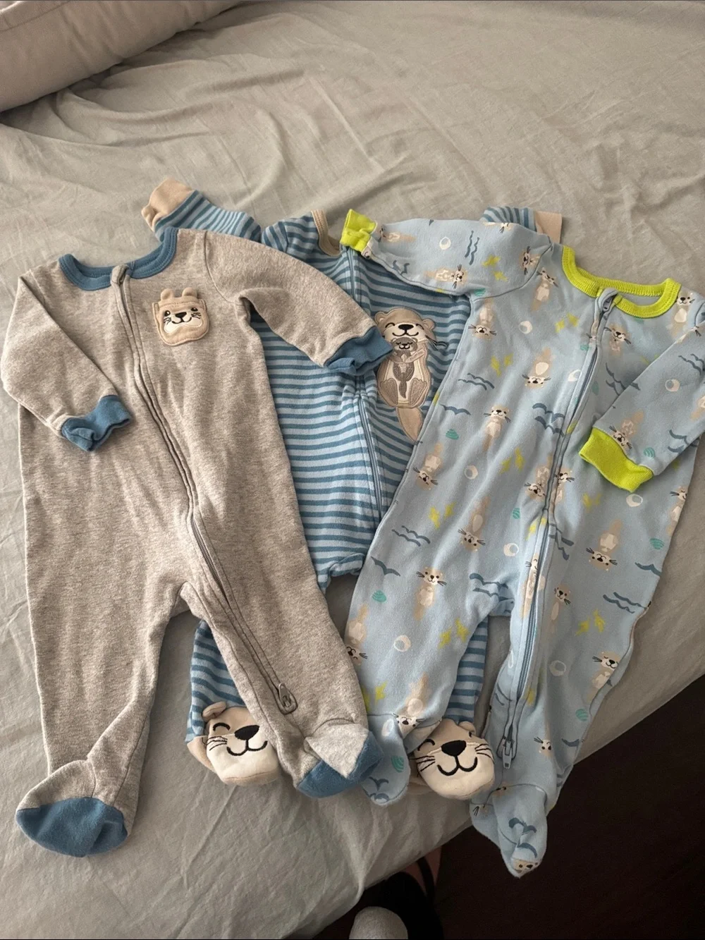 Set of 3 Footed One-Piece Sleeper b